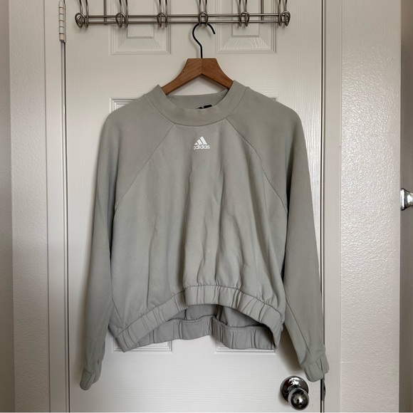 adidas Sweaters - Adidas Sage Cream Ribbed Sweatshirt